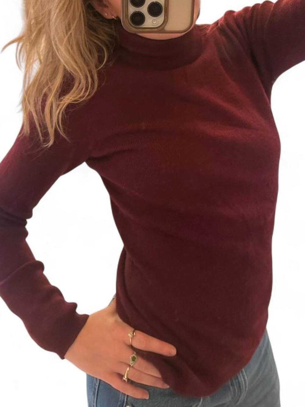 preston & york 100% wool burgundy turtleneck sweater